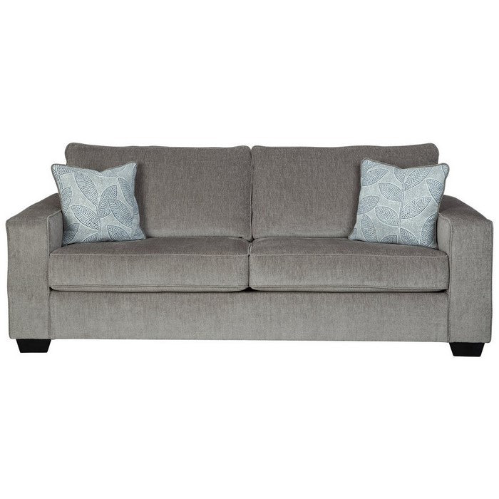 Fabric Upholstered Queen Size Sofa Sleeper with Tapered Block Legs, Gray