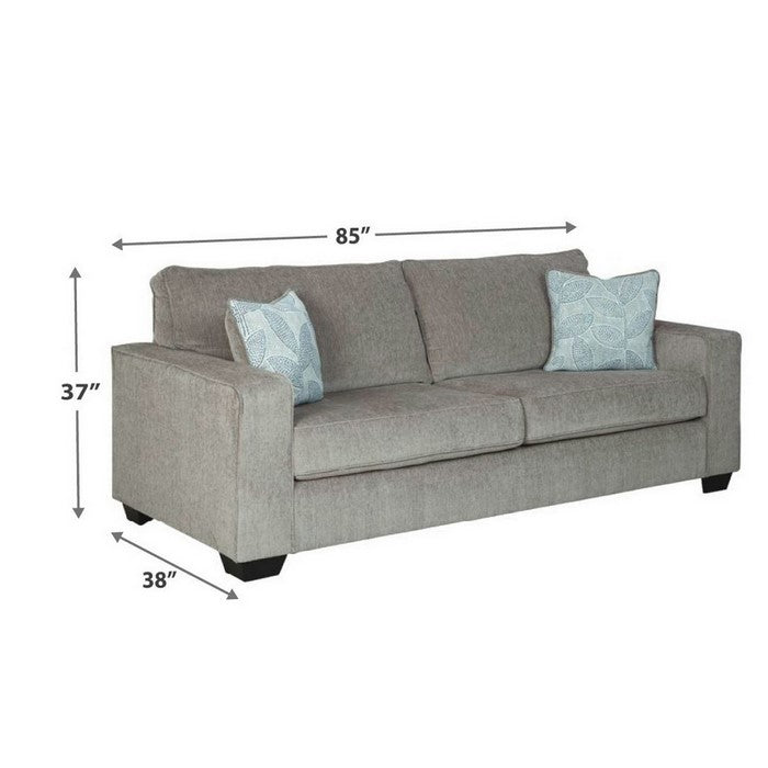 Fabric Upholstered Queen Size Sofa Sleeper with Tapered Block Legs, Gray
