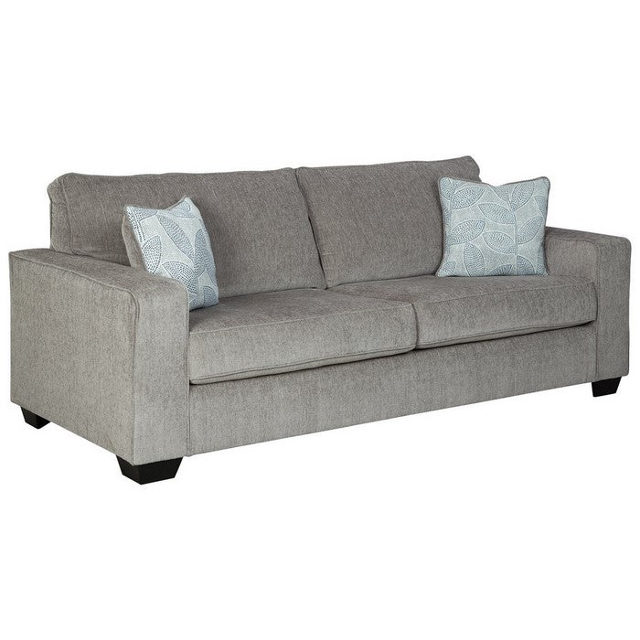 Fabric Upholstered Queen Size Sofa Sleeper with Tapered Block Legs, Gray