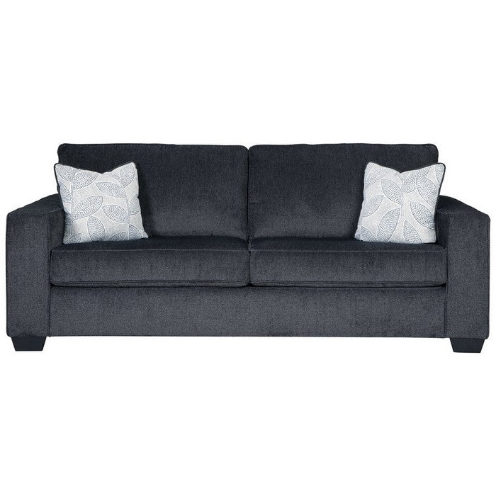Fabric Upholstered Queen Sofa Sleeper with Tapered Block Legs, Dark Gray