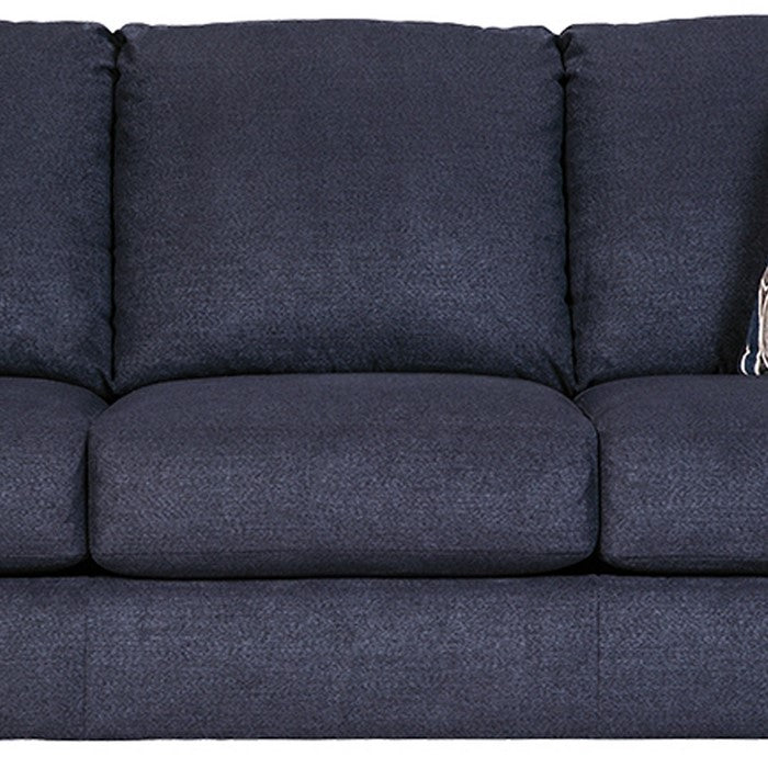 Contemporary Fabric Upholstered Queen Sofa Sleeper with Nailhead Trim, Blue