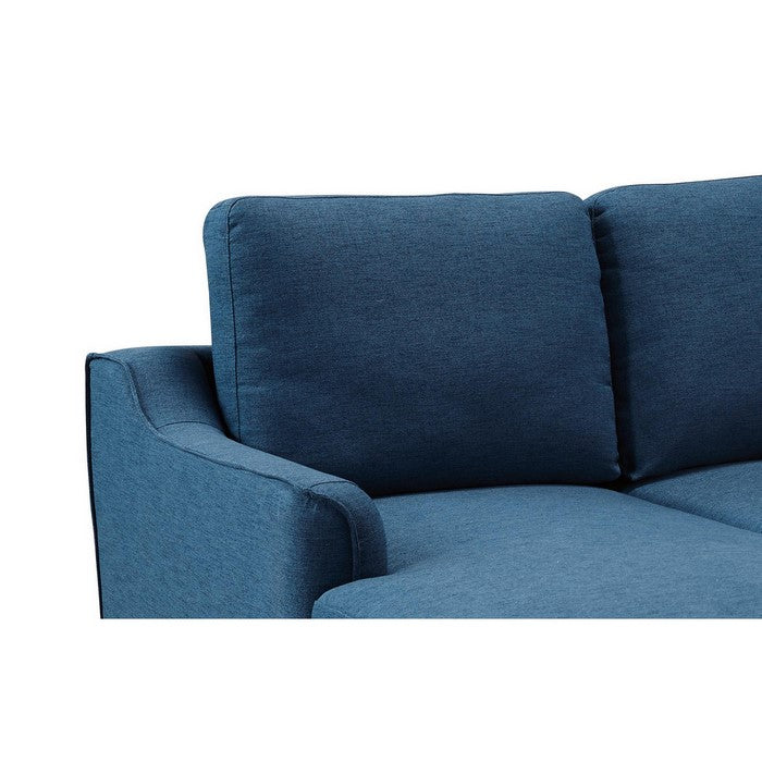 Fabric Upholstered Sofa Chaise Sleeper with Pullout Cushion, Blue