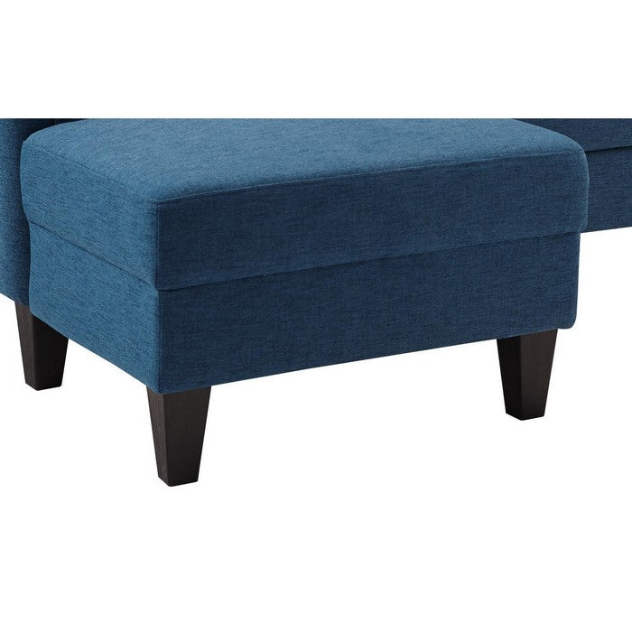Fabric Upholstered Sofa Chaise Sleeper with Pullout Cushion, Blue