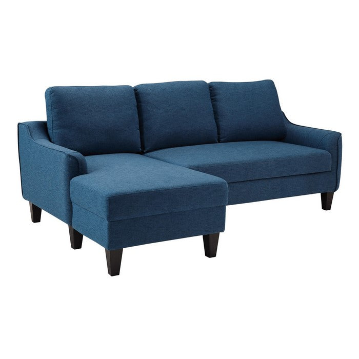 Fabric Upholstered Sofa Chaise Sleeper with Pullout Cushion, Blue