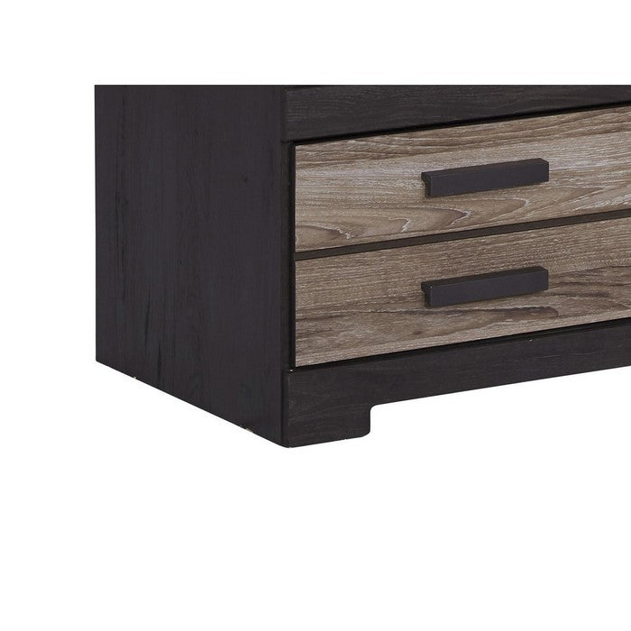 2 Drawer Wooden TV Stand with 2 Storage Cubbies, Large, Brown