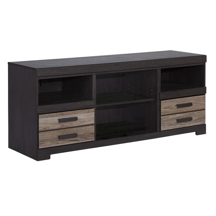2 Drawer Wooden TV Stand with 2 Storage Cubbies, Large, Brown