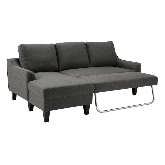 Style L-Shaped Fabric Upholstered Sofa Chaise with Tapered Legs, Gray