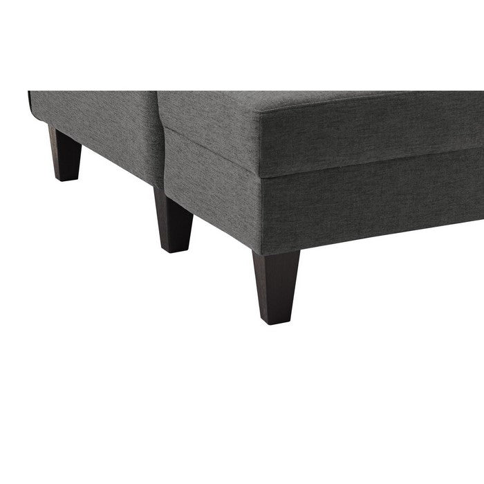 Style L-Shaped Fabric Upholstered Sofa Chaise with Tapered Legs, Gray