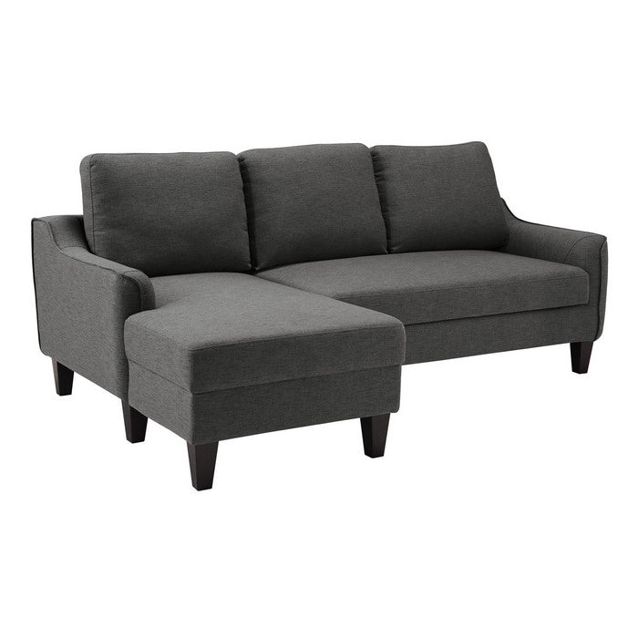 Style L-Shaped Fabric Upholstered Sofa Chaise with Tapered Legs, Gray