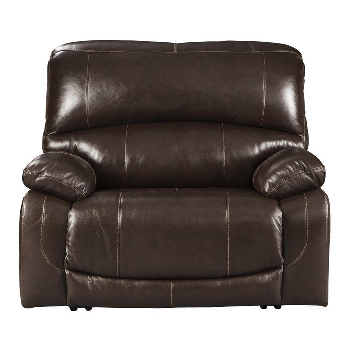 Leatherette Power Recliner with Adjustable Headrest and Pillow Arms, Brown