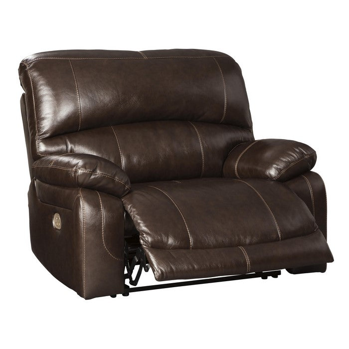 Leatherette Power Recliner with Adjustable Headrest and Pillow Arms, Brown