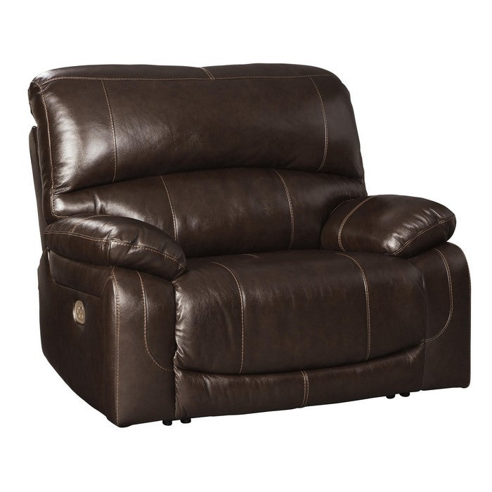 Leatherette Power Recliner with Adjustable Headrest and Pillow Arms, Brown