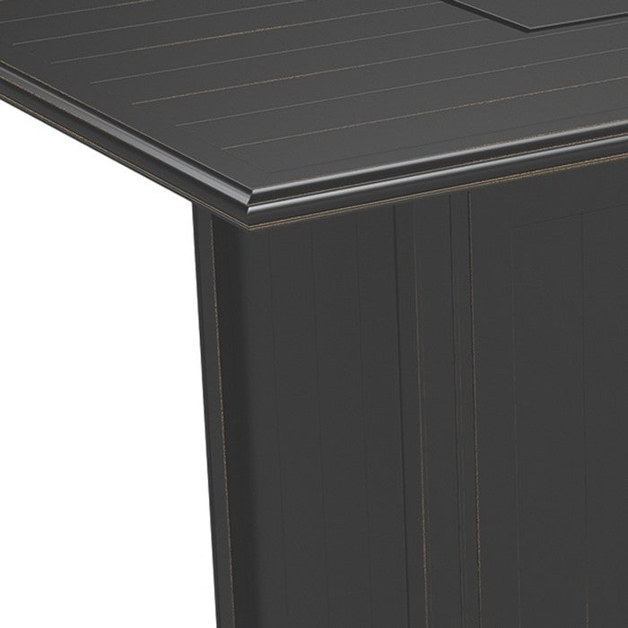 Rectangular Aluminum Frame Fire Pit Bar Table with 2 Doors, Dark Brown