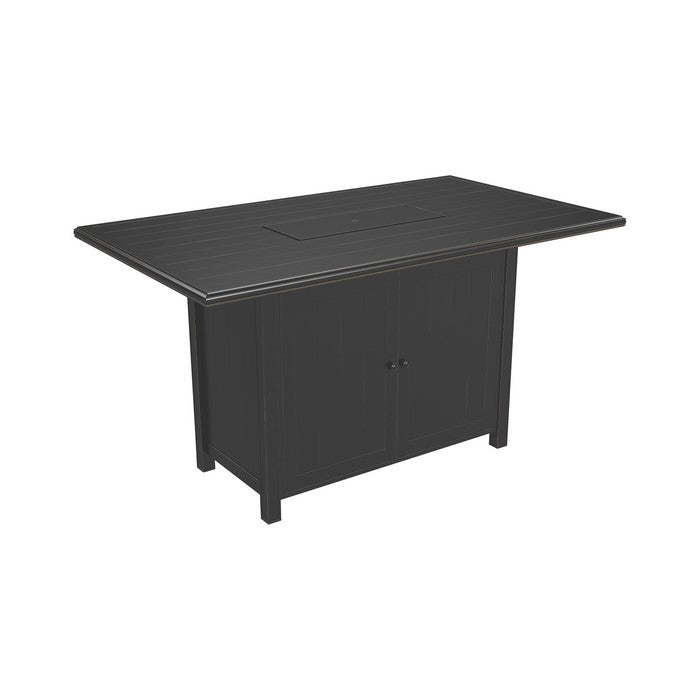 Rectangular Aluminum Frame Fire Pit Bar Table with 2 Doors, Dark Brown