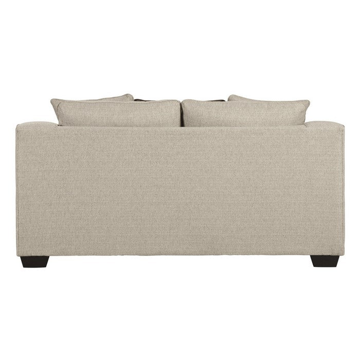 Fabric Upholstered Loveseat with Sloped Arms and T Cushioned Seat, Beige