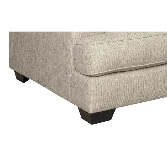 Fabric Upholstered Loveseat with Sloped Arms and T Cushioned Seat, Beige