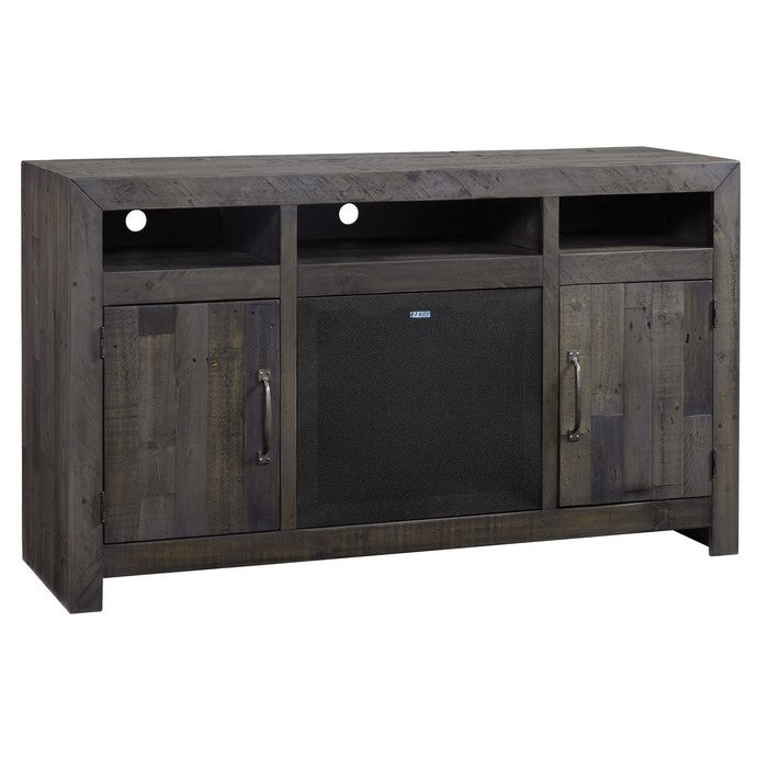 2 Cabinet Wooden TV Stand with 1 Adjustable Center Shelf, Large, Gray
