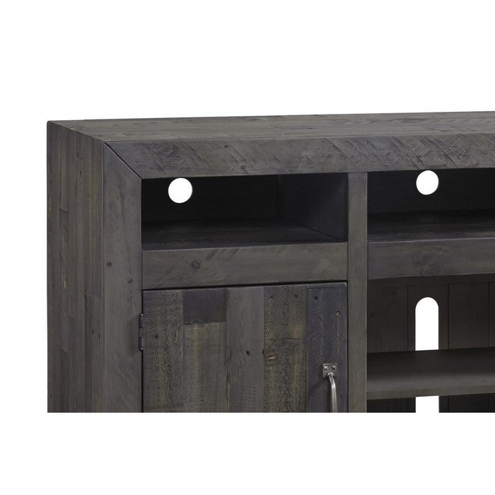 2 Cabinet Wooden TV Stand with 1 Adjustable Center Shelf, Large, Gray