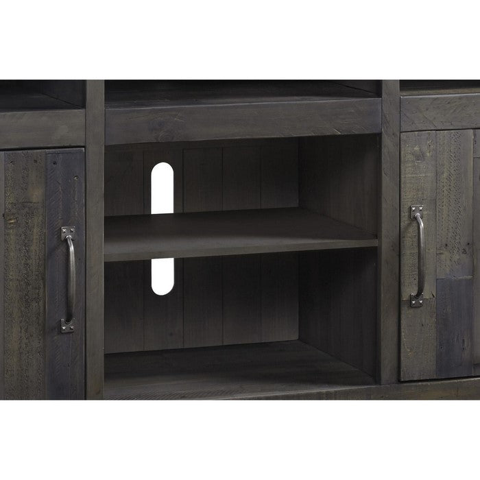 2 Cabinet Wooden TV Stand with 1 Adjustable Center Shelf, Large, Gray