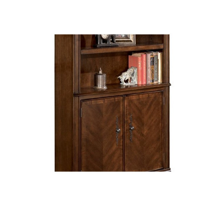 Traditional Wooden Large Size Bookcase with Cabinets and Shelves, Brown