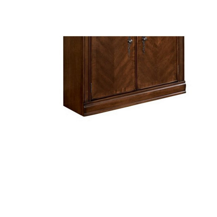 Traditional Wooden Large Size Bookcase with Cabinets and Shelves, Brown