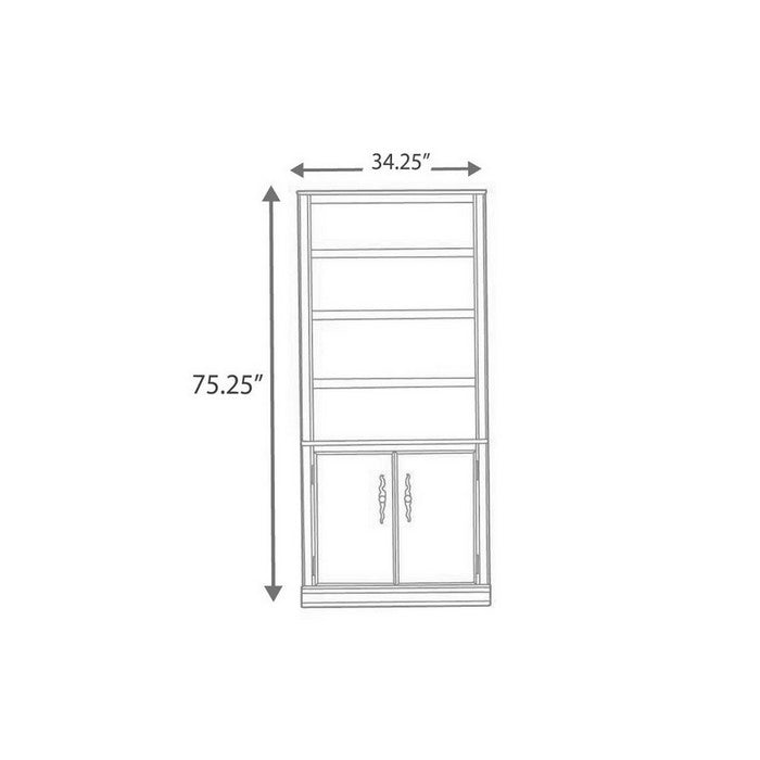 Traditional Wooden Large Size Bookcase with Cabinets and Shelves, Brown