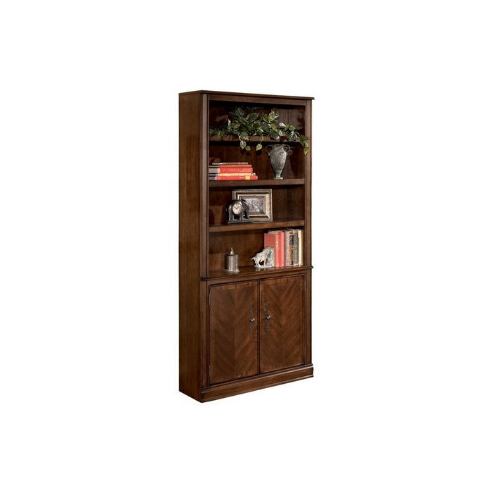 Traditional Wooden Large Size Bookcase with Cabinets and Shelves, Brown