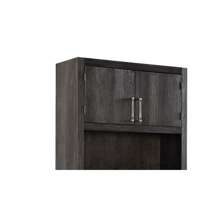 Transitional Wooden Bookcase with 4 Tier Shelf Setup and Top Cabinet, Brown