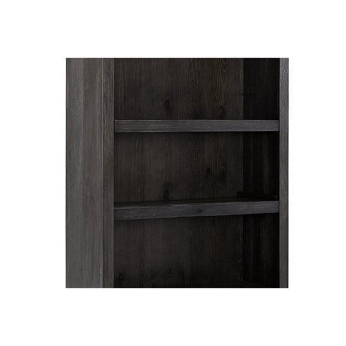 Transitional Wooden Bookcase with 4 Tier Shelf Setup and Top Cabinet, Brown