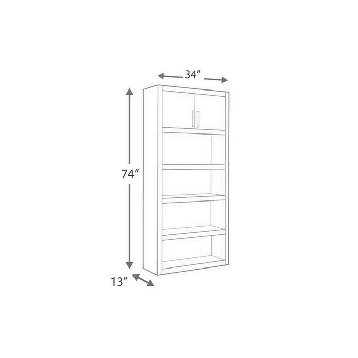 Transitional Wooden Bookcase with 4 Tier Shelf Setup and Top Cabinet, Brown