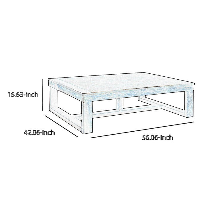 Grained Wooden Frame Cocktail Table with Trestle Base, Dark Brown