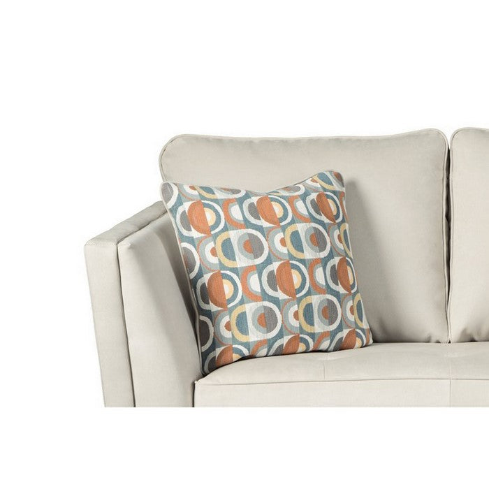 Fabric Upholstered Loveseat with Flared Shelter Arms, Off White