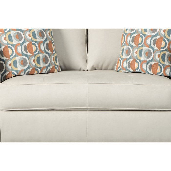 Fabric Upholstered Loveseat with Flared Shelter Arms, Off White