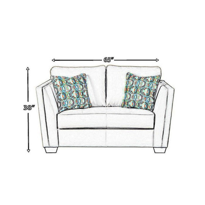 Fabric Upholstered Loveseat with Flared Shelter Arms, Off White