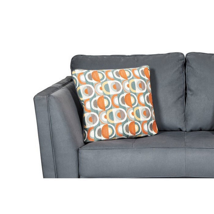 Fabric Upholstered Loveseat with Flared Shelter Arms, Gray