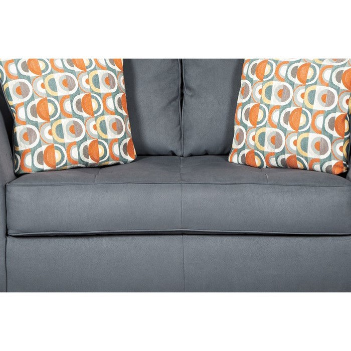 Fabric Upholstered Loveseat with Flared Shelter Arms, Gray