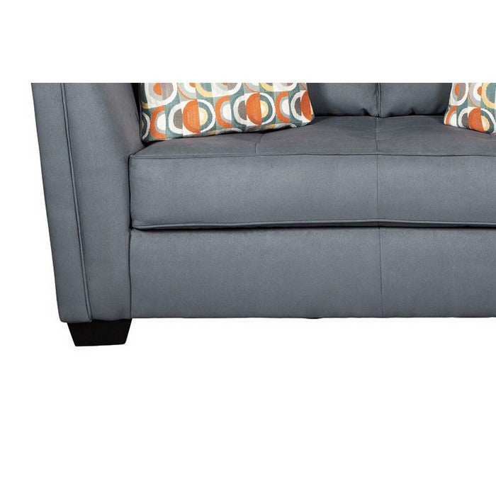 Fabric Upholstered Loveseat with Flared Shelter Arms, Gray