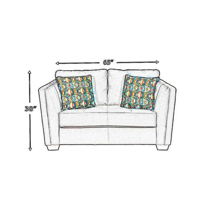Fabric Upholstered Loveseat with Flared Shelter Arms, Gray