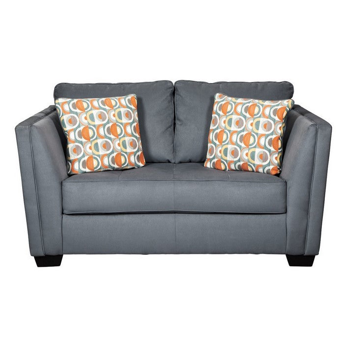 Fabric Upholstered Loveseat with Flared Shelter Arms, Gray