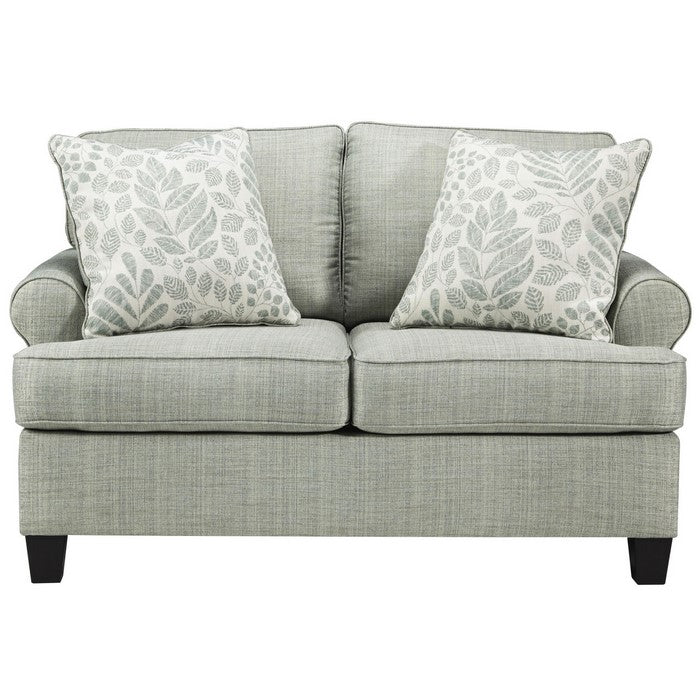 Fabric Upholstered Wooden Frame Loveseat with Flared Rolled Arms, Gray