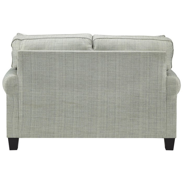 Fabric Upholstered Wooden Frame Loveseat with Flared Rolled Arms, Gray