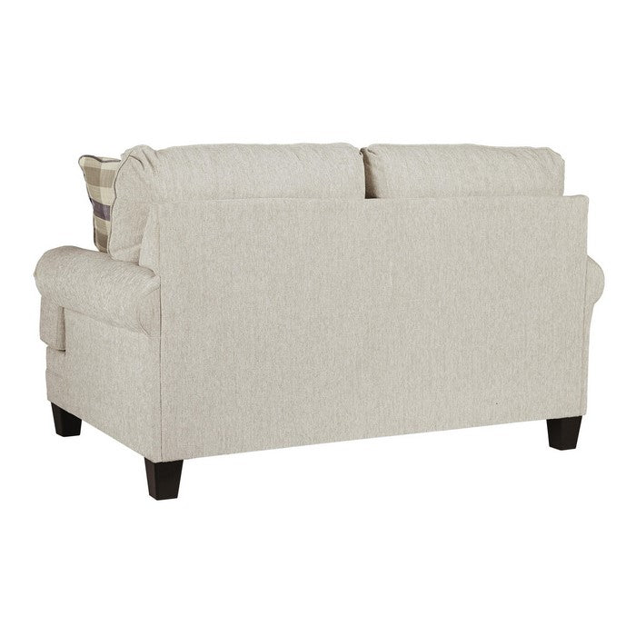 Fabric Upholstered Loveseat with Rolled Arms and Tapered Legs, Gray