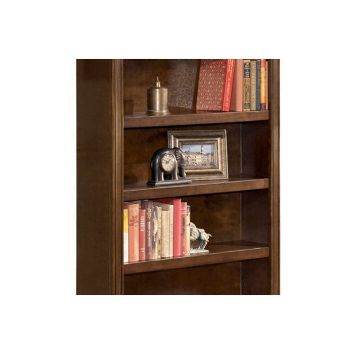 75 Inch Transitional Wooden Bookcase with 6 Open Shelves, Brown