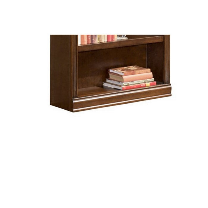75 Inch Transitional Wooden Bookcase with 6 Open Shelves, Brown