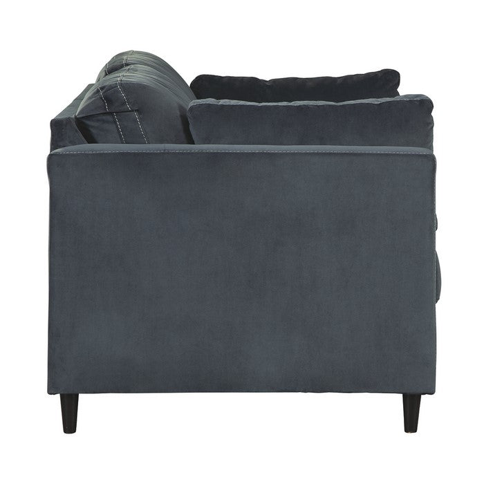 Fabric Upholstered Loveseat with Slim Track Armrests, Charcoal Gray