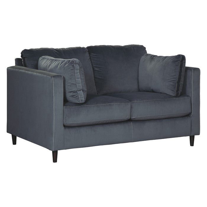 Fabric Upholstered Loveseat with Slim Track Armrests, Charcoal Gray