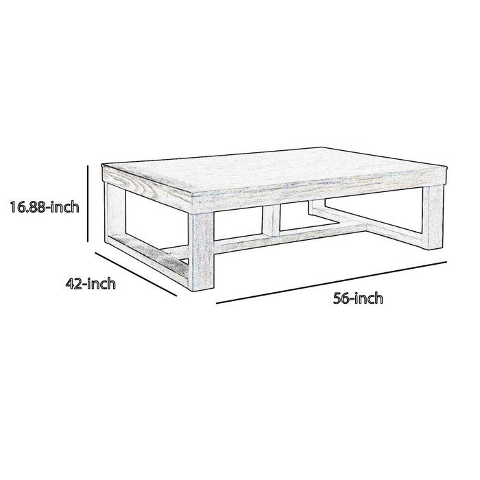 Grained Wooden Frame Cocktail Table with Trestle Base, Light Brown