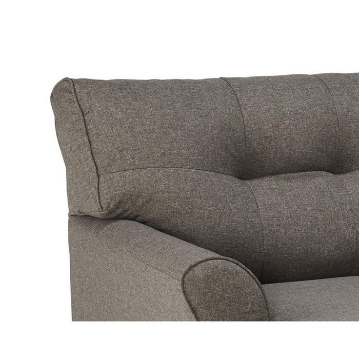 Fabric Upholstered Chaise with Tufted Back and Flared Arms, Taupe Gray
