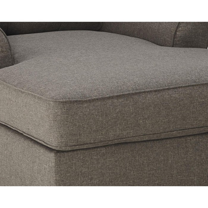 Fabric Upholstered Chaise with Tufted Back and Flared Arms, Taupe Gray