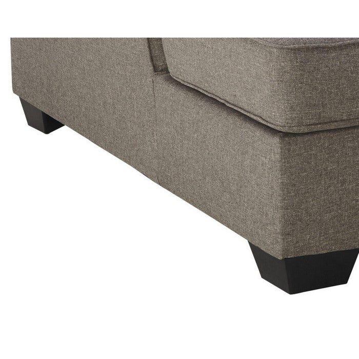 Fabric Upholstered Chaise with Tufted Back and Flared Arms, Taupe Gray